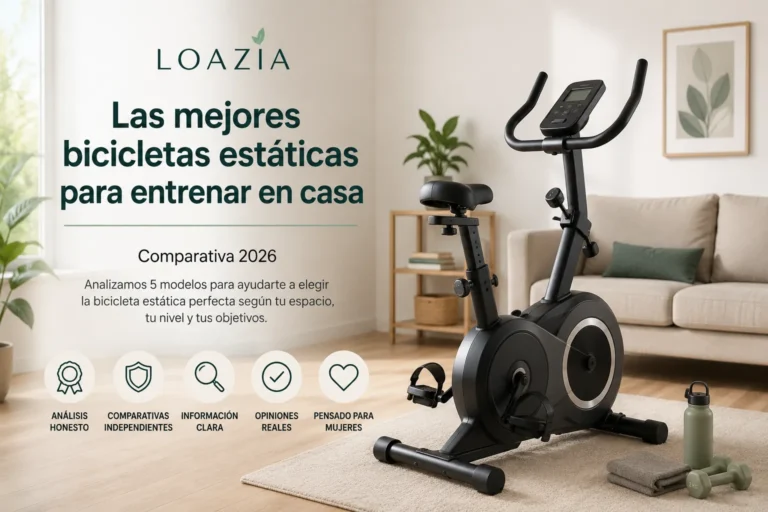 Bicicleta estática en un salón luminoso y minimalista preparado para entrenar en casa